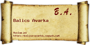 Balics Avarka névjegykártya